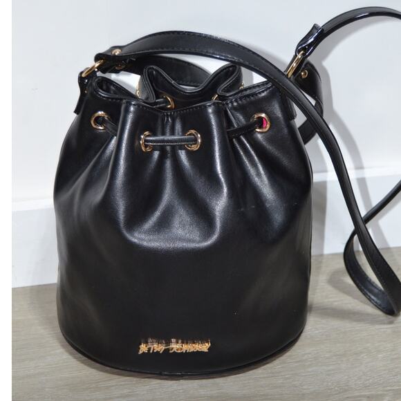 Betsey Johnson Night Lights Star-Studded Bucket Bag Black & Gold - Picture 5 of 14